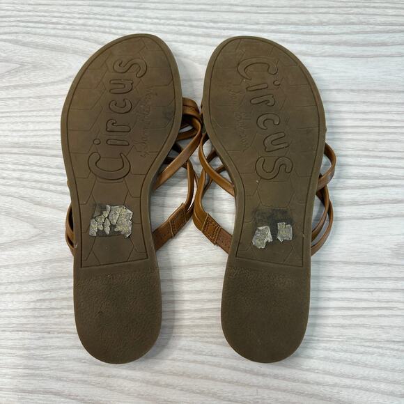 Circus by Sam Edelman Thong Sandals WMNS 9.5M Brown Strappy Slip On Flat Low Top - Picture 8 of 8